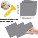 3 x Wall Stickers Tile Stickers, Tezam 50PCS 6' X 6'Square Bathroom/Kitchen Tile Transfer Stickers Waterproof, 4 Colors to Choose (Grey)
