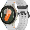 Silicone Band Compatible with Samsung Galaxy Watch Ultra 47mm (2024/2025), Breathable Silicone Band for Galaxy Watch 7 6 5 4 44mm 40mm / 6 Classic 43mm 47mm / 5 Pro 45mm / 4 Classic 46mm 42mm (Grey)