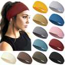 AKTVSHOW Headbands for Short Hair - Elastic Non-Slip Workout Sports Yoga Head Bands, Wide Thick Sweat Hair Wraps for Girls, 12 Pack (Women Headbands Set 3)