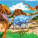 Melissa & Doug Land of Dinosaurs Floor Puzzle, 48 pc Jumbo Jigsaw Puzzle, Educational Screen Free Activity for Toddler, Preschoolers and Kids Ages 3+ (4 feet Long) - FSC Certified