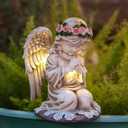 Sharita Praying Angels Figurine,Solar Garden Angel Statues, Waterproof Kneeling Angel Sculpture, Outdoor Decor Ornament for Patio Lawn Yard Balcony, Garden Gift