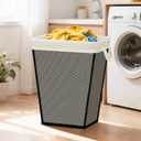 STO STO Laundry Basket 75L, Space-Saving Laundry Hamper for Small Spaces, Freestanding Clothes Hamper with Iron Frame, Removable Washable Liner, Laundry Organizer for Bedroom, Bathroom, Dorm, Beige