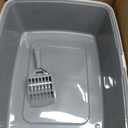 Amazon Basics Large Cat Litter Box with High Sides, Open Top for Easy Access, Includes Scoop with Storage, 19" x 15" x 11.75", Grey/Beige