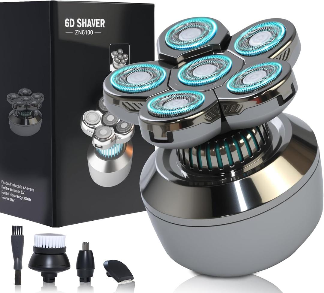 Head Shavers for Bald Men: Upgraded Detachable Head Shaver6D Floating HeadsDry and Wet Electric Shaver Budget OptionIPX8 Waterproof,LED DisplayGrooming Kit with Type-C Fast Charging