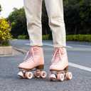 Tuosamtin Roller Skates for Women/ Youth with Height Adjustable stoppers Retro Quad Roller Skates for Outdoor and Indoor (8, Pink)