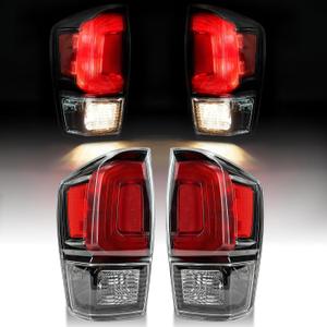 MAYELLO Pair Clear Lens Black Tail Lights w/bulbs fit for 2016-2023 Toyota Tacoma Trucks, Plug & Play Replacment Rear Lamps