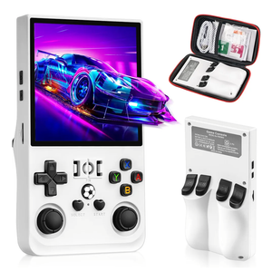 R36MAX Retro Game Console, Handheld Game Console with 4.0-in IPS HD Screen，Video Game Consoles with 64GB Memory, Portable Games Consoles with Storage Bag（White）