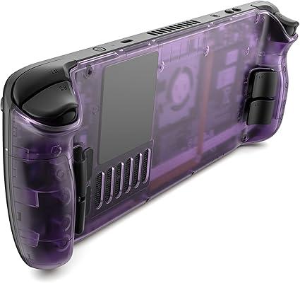 JSAUX Transparent Back Plate for Steam Deck, DIY Clear Edition Replacement Shell Case Compatible with Steam Deck, Buttons with Three Different Heights and Feel - PC0106 [Purple]