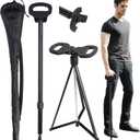 ALEVMOOM Folding Walking Cane with seat for Men & Women,2-in-1 Adjustable Portable Cane Chair,Walking Stick with Seat for Seniors & Adults,Crutches Stool with Carry Bag for Hiking Traveling (New Black)