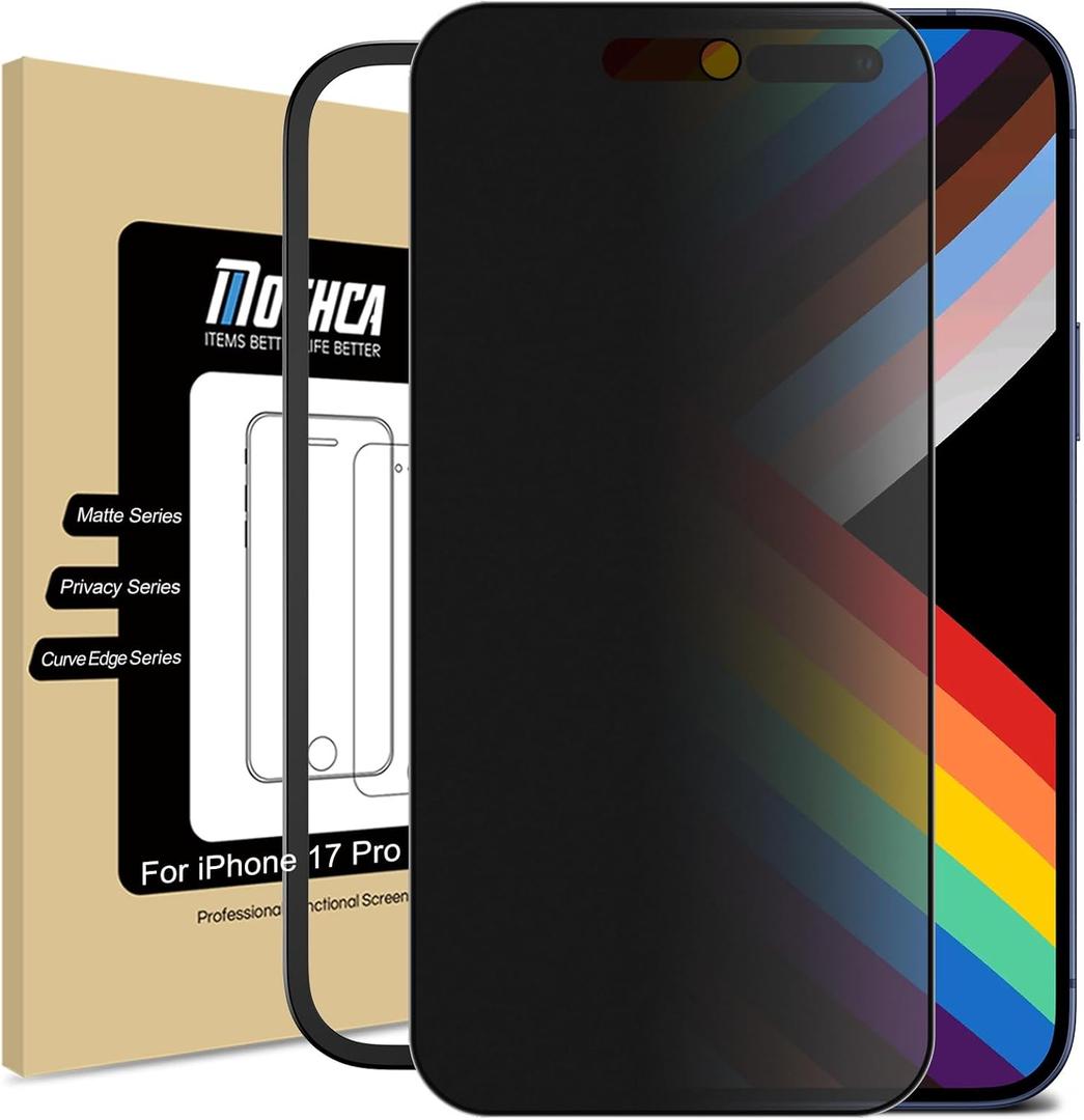 Mothca Matte Privacy Screen Protector for iPhone 17 Pro [6.3 inch] with Easy Installation Tool, Anti Spy Anti Glare Full Coverage Tempered Glass Film, Anti-Fingerprint, Case Friendly Smooth as Silk