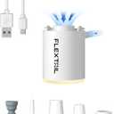 FLEXTAILGEAR Camping Air Pump with Camping Light, Air Pump for Inflatables, Portable Air Mattress Pump with 180 L/min Airflow for Pool Float,Sleeping Pad,Swimming Ring, Vacuum Storage Bag