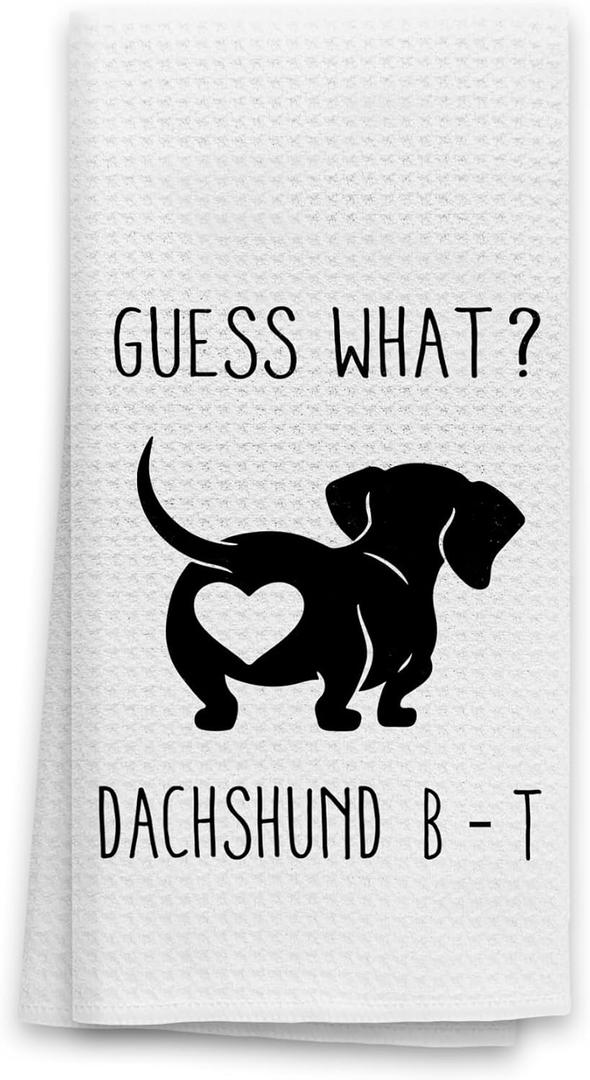 2 x OHSUL Guess What Dachshund Highly Absorbent Kitchen Towels Dish Towels Dish Cloth,Cute Dachshund Hand Towels Tea Towel for Bathroom Kitchen Decor, Dog Lovers Girls Women Gifts (Color-4)