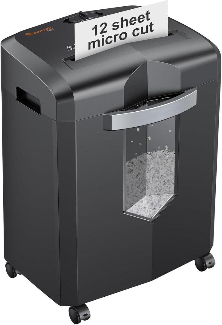 Bonsaii 12-Sheet Micro Cut Heavy Duty Paper Shredder for Home Office