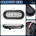 16 Pcs 6 Inch Oval LED Trailer Reverse Lights, 10 LED Backup Tail Lights IP67 Waterproof Submersible Marker Light with 3 Pin Water Tight Plug with Wires for Boat RV Trucks (White)