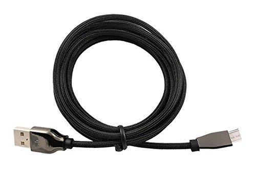 6 Foot Braided Nylon Micro Black Chrome USB Charge/Sync Cable