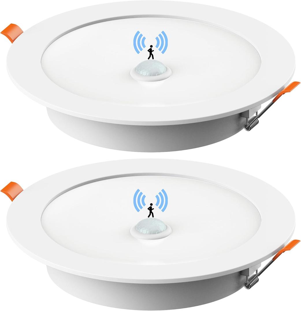 Motion Sensor Light Bulb, 5 in. & 6 in. LED Can Lights Retrofit Motion Sensor Recessed Light, 1200 Lumens 15W 6000K Daylight Downlight, Motion Activated Security Ceiling Lighting Fixture (2 Pack)