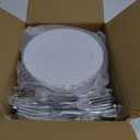 WELLIFE 100 Pieces White Plastic Dessert Plates with 100pcs Silver Disposable Forks, Premium Hard Salad Plate 7.5, Appetizer Plastic Plates for Wedding, Party