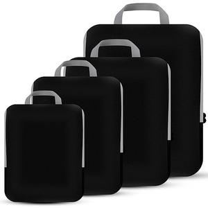 4 Set Compression Packing Cubes Travel - Travel Accessories Expandable Packing Organizers for Carry On - Essentials Luggage Travel Bags (Beige)