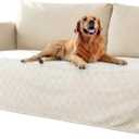 fuguitex Waterproof Dog Blanket Bed Cover Dog Crystal Velvet Moroccan Fuzzy Cozy Plush Pet Blanket Throw Blanket for Couch Sofa(30 * 70 inch, Cream+Grey)