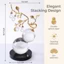 Clear Glass Sculpture, Handmade Gold Metal Branch Decorative Statue | Minimalist Desk Sculpture for Home Decor, Tabletop Living Room Office Shelf | Unique Housewarming Gift for Women Men, 9.674.5 inches