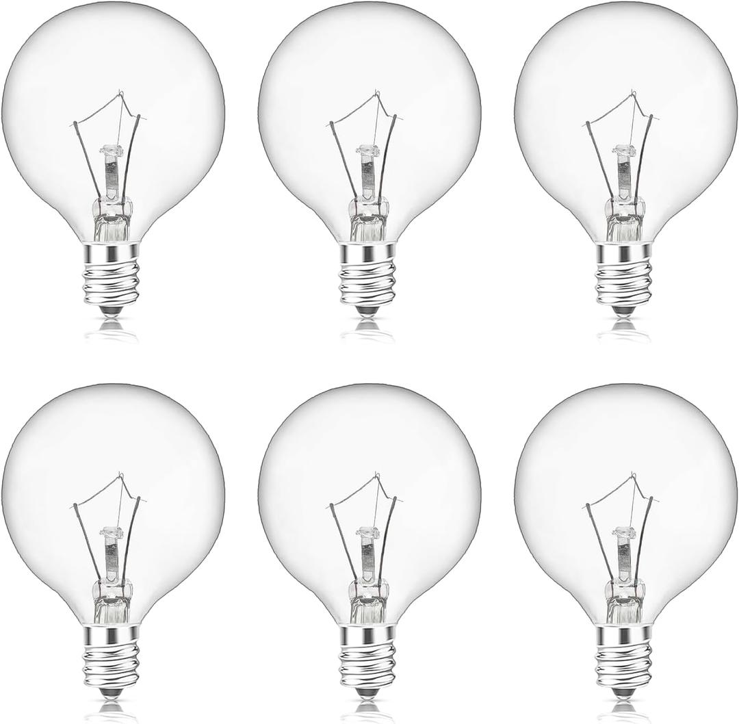 MEQIQTEK Scentsy Light Bulbs for Warmer - 25 Watt Bulb for Full Size Wax Melt Warmers, Replacement Bulb for Wax Warmer Burner Candle Warmer - G16 1/2 Globe Bulbs (6 Packs)