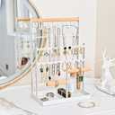 ProCase Jewelry Organizer Stand Necklace Organizer Earring Holder, 6 Tier Jewelry Stand Necklace Holder with 15 Hooks, Jewelry Tower Display Rack Storage Tree for Bracelets Earrings Rings -White