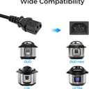 Power Cord Cable Compatible with Instant Pot Electric Pressure Cooker, Rice Cooker, Power Quick Pot, Microwave, Soy Milk Maker, and More Kitchen Appliances 3 Prong Replacement Power Cable-UL