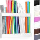 Qinyoung Acrylic Straw Holder for Cabinet Door with Double Sided Adhesive Tape Reusable Straw Organizer Tumbler Storage Kitchen Accessories Container for Counter Cupboard(Classic,Large,White)