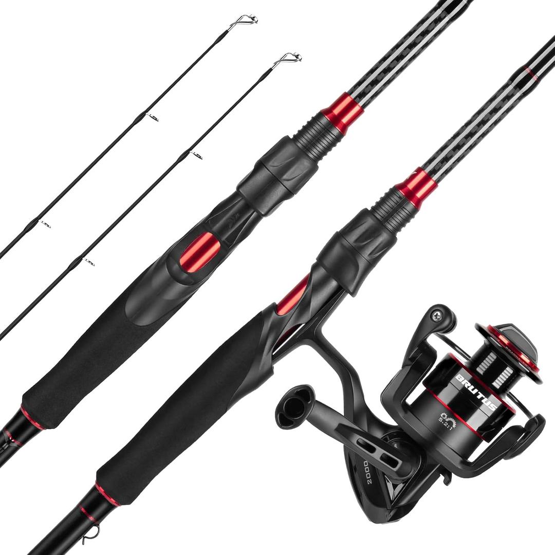 KastKing Brutus Twin-Tip Fishing Rod and Reel Combo, Baitcaster, Spinning & Spincast Combos, IM6 Graphite 2-Piece Rod with Backup Tip Section, EVA Handle, Durable & Sensitive, Freshwater Fishing 3000 Reel, 6'6" M Rod