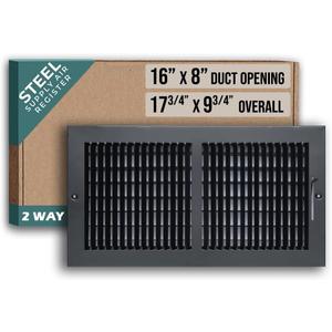 Fits 16x8 Duct Opening 2 Way Steel Air Supply Diffuser by Handua | Register Vent Cover Grille for Sidewall and Ceiling | Black | Outer Dimensions: 17.75" X 9.75"