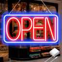 16.5" X 9" Led Neon Open Signs for Business Ultra Bright Plug In Electric Light Up Open Signs with ON/OFF Switch and 12V/2A AC Adapter for Storefront Window Bar Salon Coffee Stores (Horizontal)