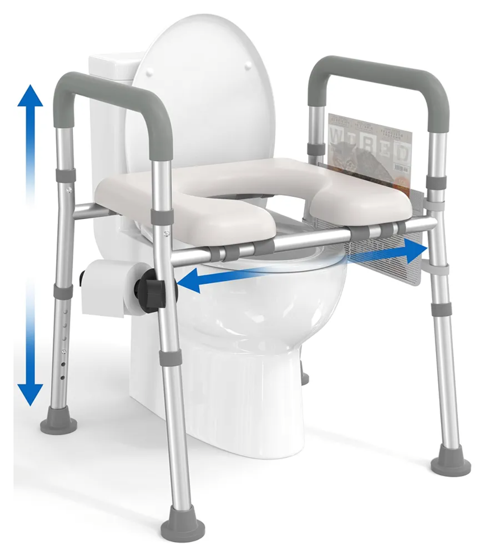 Raised Toilet Seat with Handles, Toilet Seat Riser for Seniors with Adjustable Height & Width, 400lb Handicap Elevated Toilet Seat for Elderly, Pregnant, Fit Any Toilet