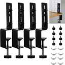 4 Pcs Desk Clamp, Pegboard Fixing Bracket Desktop Fixing Bracket, Office Game Home Desktop Accessories Brackets, Pegboard Organizer Metal Brackets (Black)