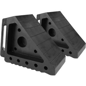 MaxxHaul Solid Rubber Wheel Chock 2-Pack | 8" x 4" x 6" Heavy-Duty Tire Stop | Non-Slip Traction Pads | Built-in Handle | All-Weather Vehicle Safety Block | Black | (70472)