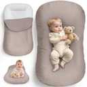 Extra Large Baby Lounger for Newborn 0-24 Months - Soft Organic Cotton Baby Lounger with Tummy Time & Motor Skill Support, Portable Newborn Daily Essentials Gift