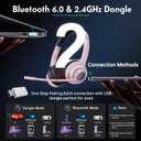 Wireless Headsets with Microphone, Ultra Lightweight& 50+ Playtime, Wireless Headset for Cell Phones, On Ear Bluetooth Headphone Fit for PC/Call Center/Computer/Laptop/Teams - Light Pink