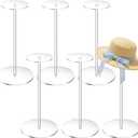 Giantree 6 Sets Acrylic Hat Stand Holder, 12 Inch Clear Pedestal Stand Wig Display Rack Round Baseball Hat Rack Risers for Tabletop Display Jewelry Watch Helmets