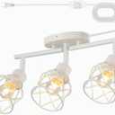 Dimmable White Plug in Track Lighting Kit,3 Light Plug in Ceiling Light with 16.5' Cord,Flexibly Rotatable Light Head,Modern Industrial Farmhouse Style(Bulbs Not Included)