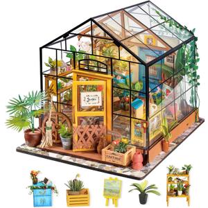 Rolife DIY Miniature House Kit-Mini Diorama 1/18 Greenhouse Dollhouse Building Kit with LED, Crafts for Adults Christmas Birthday Gift for Women Adults Dad Mom Home Decor (Cathy's Flower House)