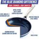 Blue Diamond 8" Nonstick Frying Pan Skillet, Diamond Infused PFAS-Free Ceramic, Dishwasher & Oven Safe, Stainless Steel Handle, Durable Non Toxic Metal Utensil Safe, Egg & Omelet Pan, Blue