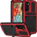 Compatible with Samsung Galaxy S21 Case, Aluminum Metal Gorilla Glass Waterproof Shockproof Military Heavy Duty Sturdy Protector Cover Hard Case (Red)
