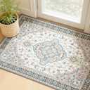 MINIDEAR 2x3 Area Rugs for Entryway Kitchen, Washable Rug Small Rugs for Bedroom Non Slip Vintage Rug with Floral Print Carpet Mat for Home, Khaki