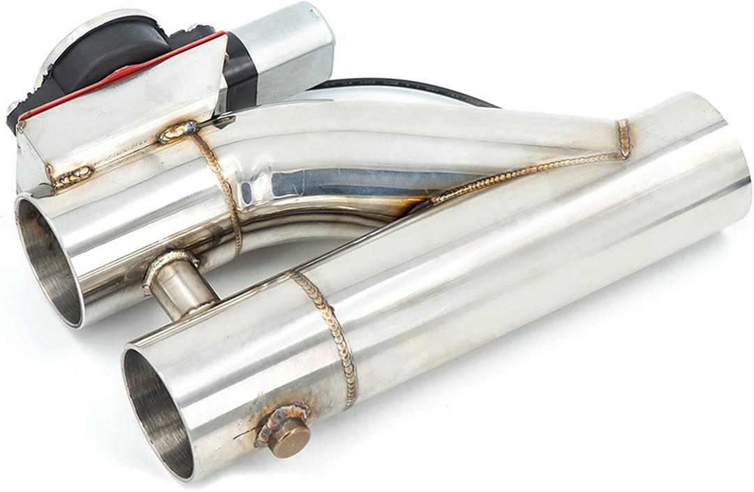 Exhaust Pipe Tip Two-valve Electric Switch Control SS304 Stainless Steel Y-tube Adjustable Tail Pipe Separator For Automobile Exhaust Pipes. Universal 2.5" Inches. Car Exhaust End Pipes