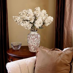 Fake Flowers Hydrangea Silk Flowers With Stems White Flowers Fake Flowers In Vase Hydrangea Artificial Flowers Winter Flowers Artificial For Decoration Vase Decor 24"Cream Color8PCS Wthout Vase