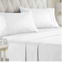 4 pc CGK Linens King Flat Sheet, Fitted Sheet, White