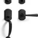 1 Pack Oil Rubbed Bronze Front Door Handle and Deadbolt Set Reversible Lever Entry Handleset with Lock and Key Single Cylinder