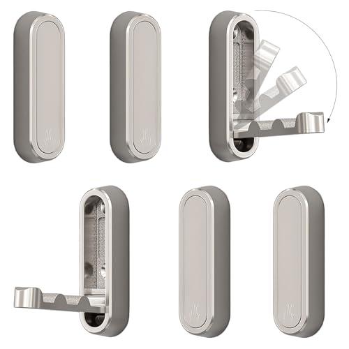 XSGTZMJ 6PCS Folding Coat Hooks, Heavy Duty Wall Hooks Made of Zinc Alloy, Foldable Wall Hooks for Hanging Coats, Scarves, Hats, Bathrobes, Keys, Bags (Silver)