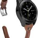 Wearlizer Slim Leather Compatible with Samsung Galaxy Watch 7/FE/6/5/5 Pro/Watch 4 40mm 44mm/Watch 4 Classic 42mm 46mm/Watch 3 41mm/Active 2 Band Women,20mm Watch Strap for Garmin Vivoactive 3-Brown