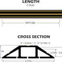 10Ft Cord Covers for Wires on Floor, 3-Channel Floor Cord Cover with Anti-Slip Base & Yellow Warning Strips, Extension Cord Covers for Floor, Ideal for Home, Office, Outdoor Use