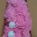 3 Ft Premium Pink Christmas Tree with Lights, Battery Operated Timer 8 Modes 50 Warm White Lights Small Artifical Full Christmas Tree for Tabletop Home Office Indoor Outdoor Xmas Holiday Decorations